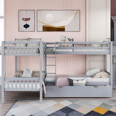 Twin L Shaped Bunk Bed With Drawers