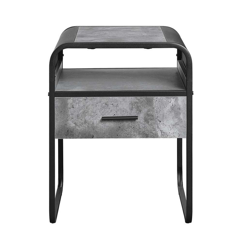 Raziela - End Table - Concrete Gray & Black Finish - 22" - Grand Furniture GA