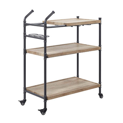 Brantley - Serving Cart - Oak & Sandy Black Finish - Grand Furniture GA