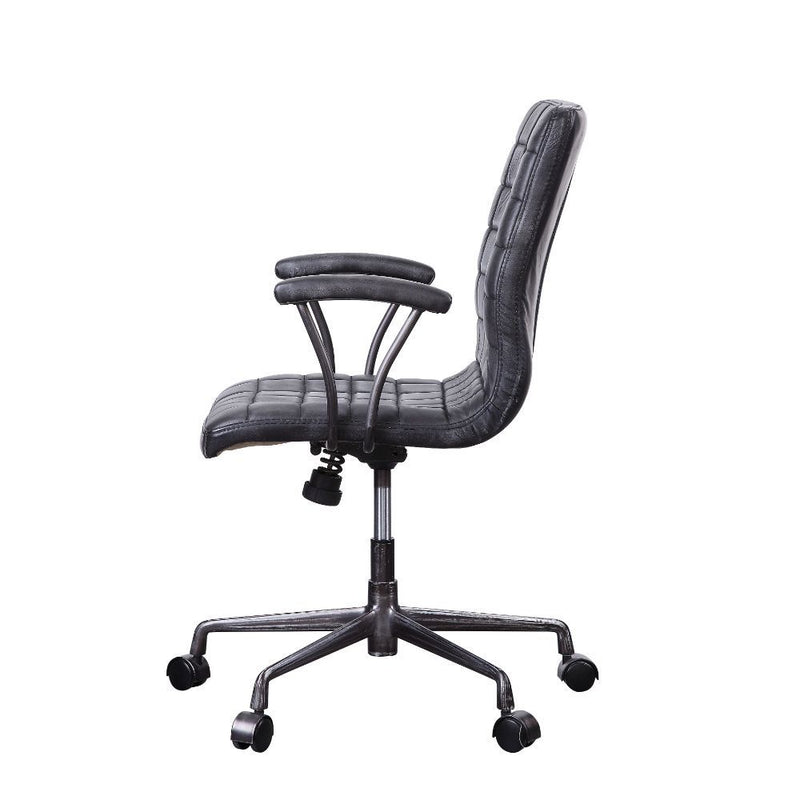 Barack - Executive Office Chair - Vintage Black Top Grain Leather & Aluminum - Grand Furniture GA