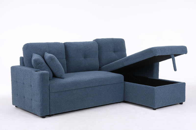 Lambswool - Pull Out Sleeper Sectional Sofa With Storage Chaise