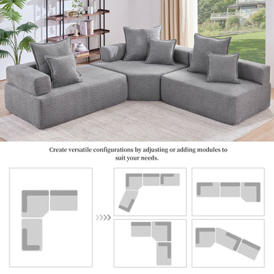 Oversized Modular Sectional Sofa, Luxury Boucle Floor Couch Set, Convertible Sleeper Couch, Spacious Foam-Filled Sofa Bed For Living Room