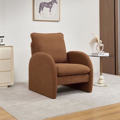 Modern Sherpa Upholstered Accent Chair, Comfortable Living Room Armchair, Lounge Chair For Bedroom, And Office