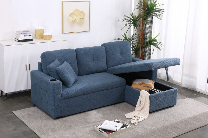 Lambswool - Pull Out Sleeper Sectional Sofa With Storage Chaise