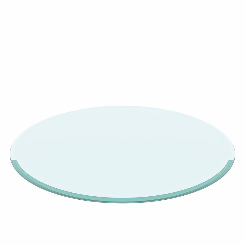 40" Round Tempered Glass Table Top Clear Glass 1 / 2" Thick Beveled Polished Edge