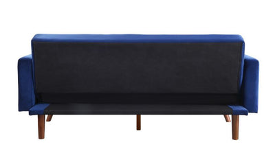 Tanitha - Futon - Blue Velvet & Natural Finish - Grand Furniture GA