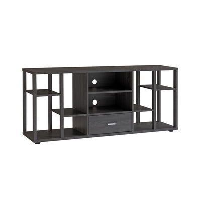 Contemporary TV Stand With Ten Shelves And One Drawer - Gray