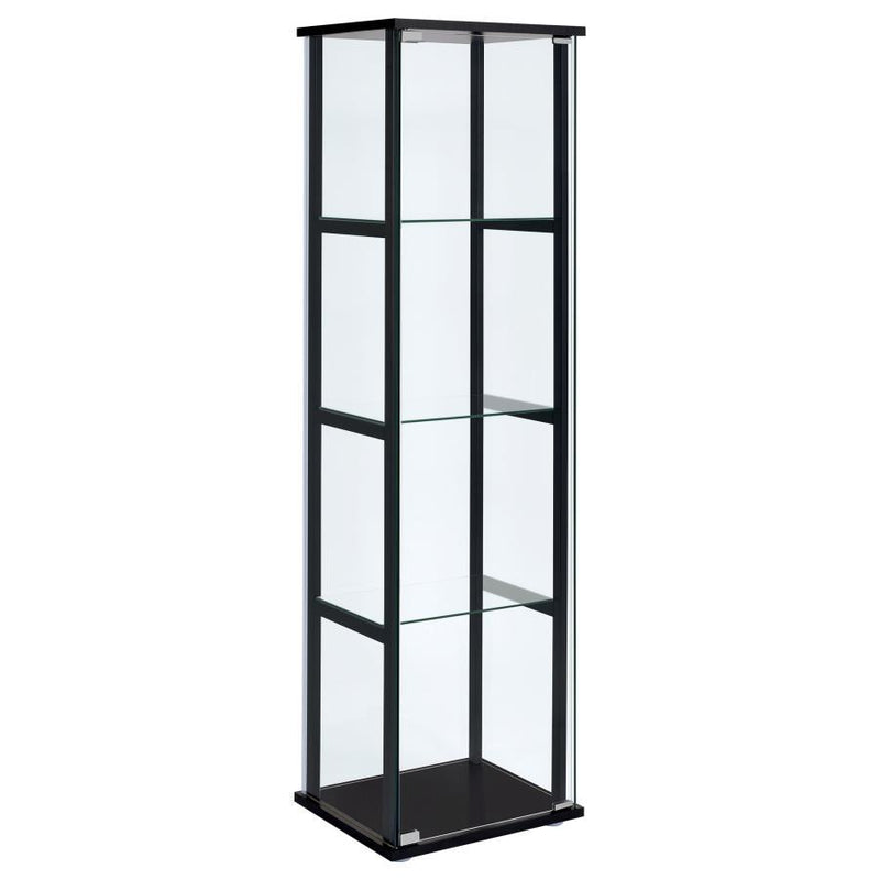 Cyclamen - 4-Shelf Glass Curio Cabinet - Black And Clear