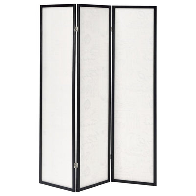 Felice - 3-Panel French Script Print Folding Screen - Espresso