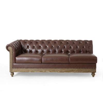 Comfy Large Sectional Sofa With Wooden Legs, Retro Style For Living Room