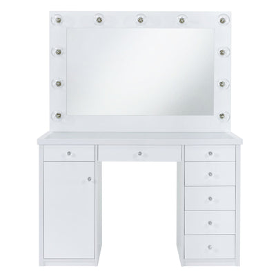 Amia - Complete Vanity With Lightbulbs - Glossy White