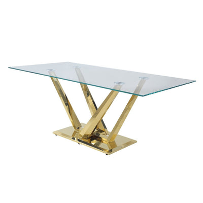 Barnard - Dining Table - Clear Glass & Mirrored Gold Finish - Grand Furniture GA