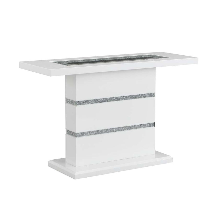 Elizaveta - Console Table - Faux Crystal Diamonds & White High Gloss Finish - Grand Furniture GA