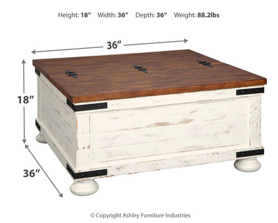 Wystfield - White / Brown - Cocktail Table With Storage