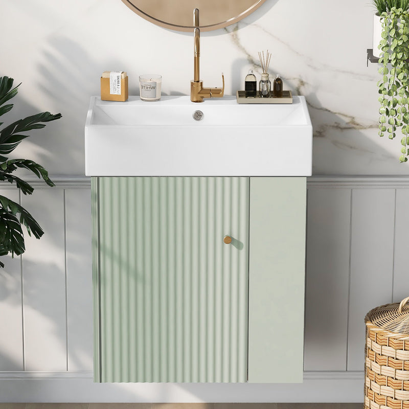 Modern Floating Bathroom Vanity With Ceramic Basin Perfect For Small Bathrooms