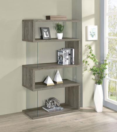 Emelle - 4-Shelf Glass Panel Bookshelf