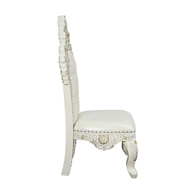 Adara - Side Chair (Set of 2) - White PU & Antique White Finish - Grand Furniture GA