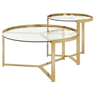 Delia - 2 Piece Round Glass Top Nesting Coffee Table