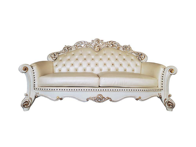 Vendom - Sofa - Champagne PU & Antique Pearl Finsih - Grand Furniture GA