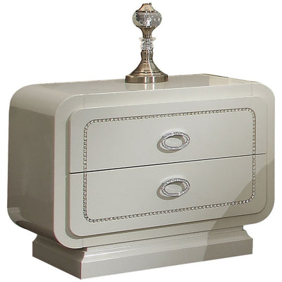 Bellagio - Nightstand - Ivory High Gloss - Grand Furniture GA