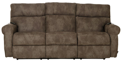 Tranquility - Power Headrest Power Lay Flat Reclining Sofa With DDT / CR3 Heat / Massage / Lumbar - Pewter