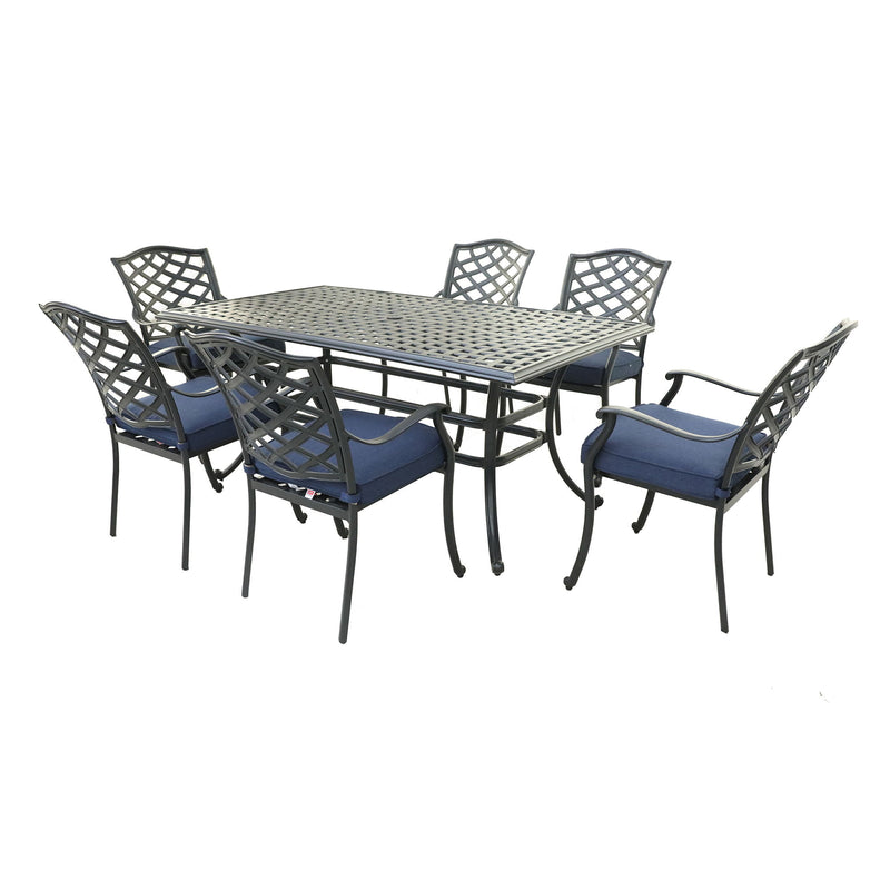 Rectangular Aluminum Dining Set With Cushions