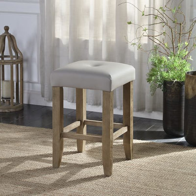 Charnell - Counter Height Chair (Set of 2) - Gary PU & Oak Finish - Grand Furniture GA