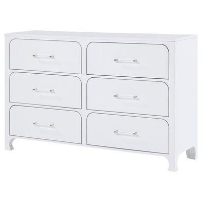 Anastasia - 6-Drawer Bedroom Dresser - Pearl White