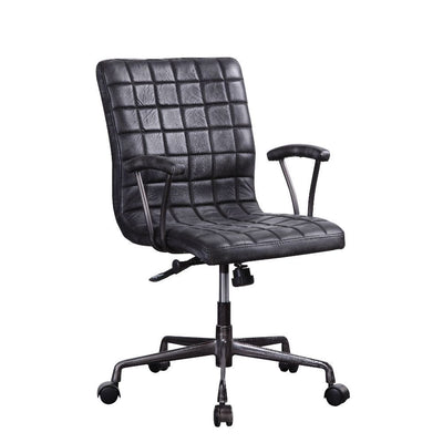 Barack - Executive Office Chair - Vintage Black Top Grain Leather & Aluminum - Grand Furniture GA