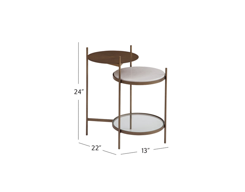 Felicity - Accent Table - Brushed Gold/White Marble/