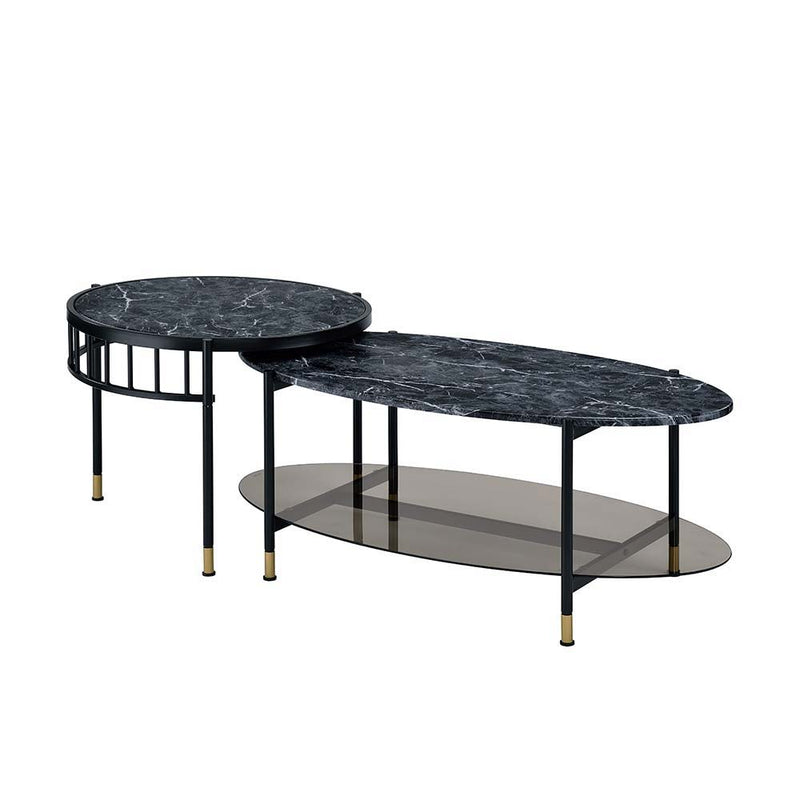 Silas - Coffee Table - Faux Marble Top & Black Finish - Grand Furniture GA