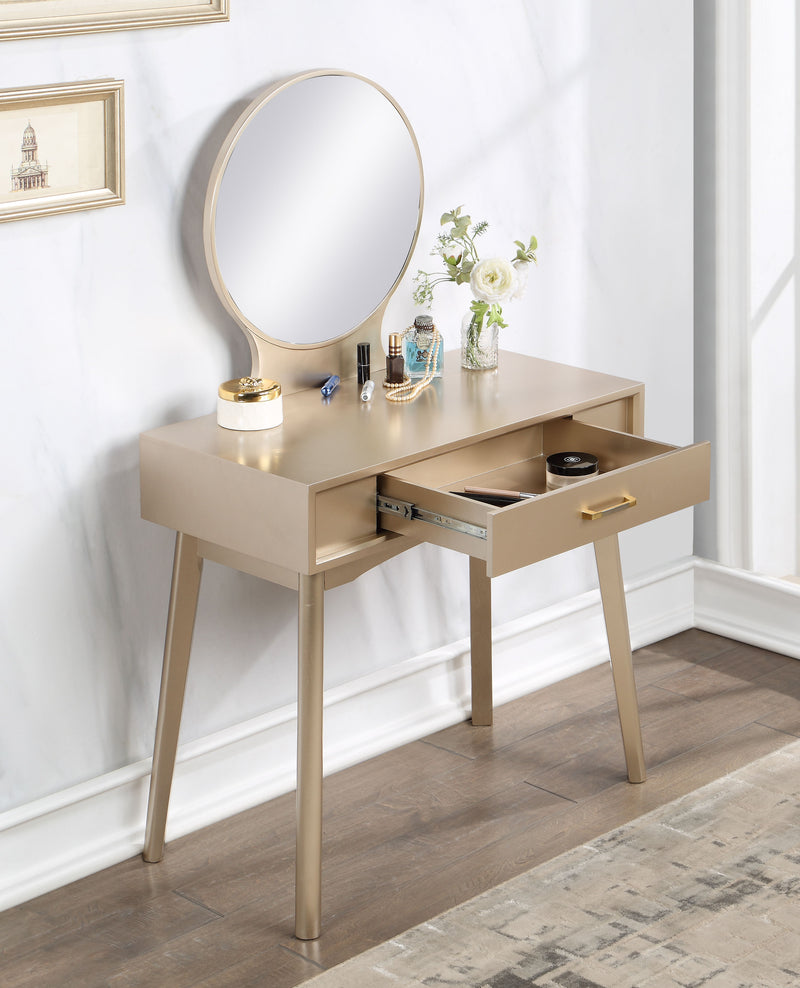 Maly - Contemporary Wood Vanity And Stool Set - Gold