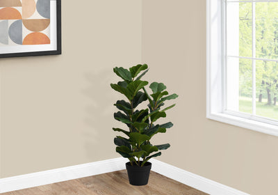 Artificial Plant, 32" Tall, Fiddle Tree, Indoor, Faux, Fake, Floor, Greenery, Potted, Real Touch, Decorative - Green / Black