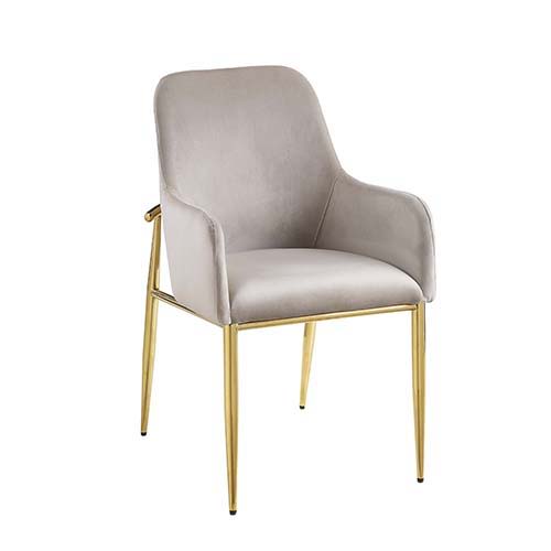 Barnard - Side Chair (Set of 2) - Gray Velvet & Mirrored Gold Finish - Grand Furniture GA