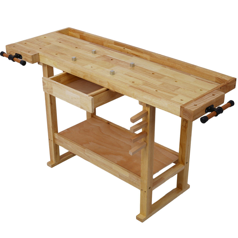 55" Wood Workbench For Garage Workshop And Home - Natural