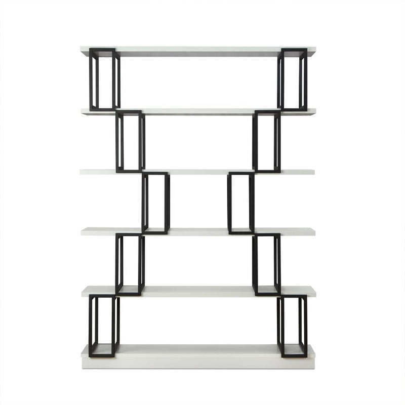 Verne - Bookshelf - White & Black - Grand Furniture GA