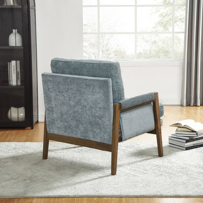 Kelly - Mid-Century Modern Velvet Accent Armchair - Blue