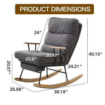 Modern Teddy Gliding Rocking Chair With High Back, Retractable Footrest, And Adjustable Back Angle For Nursery, Living Room, And Bedroom