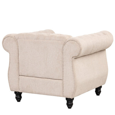 Modern Sofa Dutch Plush Upholstered Sofa, Solid Wood Legs, Buttoned Tufted Backrest