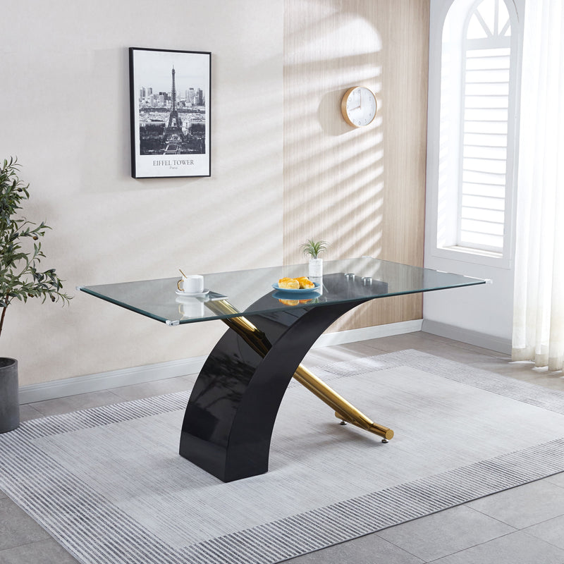 Stylish Dining Room Table, Luxury Glass Top Dining Table, Modern Design For Your House - Black / Gold