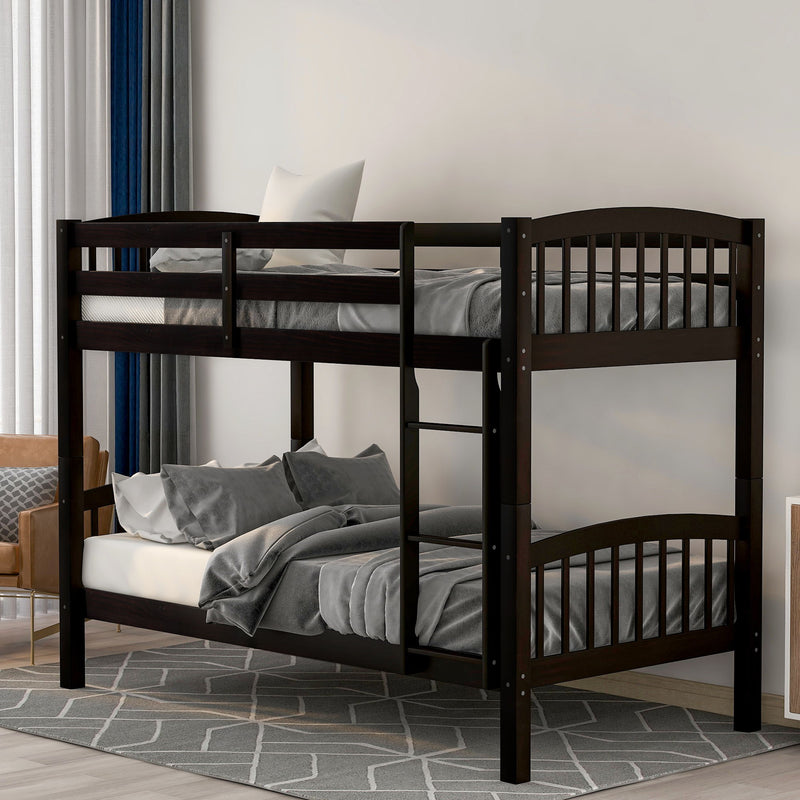 Twin Over Twin Bunk Bed With Ladder - Espresso