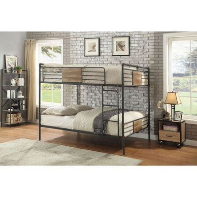 Brantley - Queen Over Queen Bunk Bed - Sandy Black & Dark Bronze Hand-Brushed - Grand Furniture GA