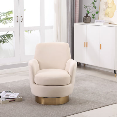 Swivel Barrel Chair, Swivel Accent Chairs Armchair For Living Room, Reading Chairs For Bedroom Comfy, Round Barrel Chairs With Gold Stainless Steel Base