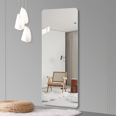 Full Body Round Corner Mirror For Living Room Bedroom Cloakroom Wall Hanging With Hanging Hole High Quality Mirror Explosion, Proof Glass - Clear