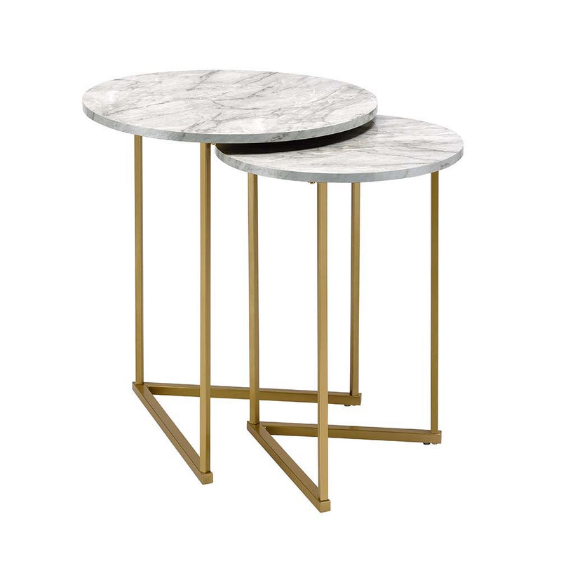 Garo - Accent Table - Faux Marble & Gold Finish - 24" - Grand Furniture GA