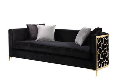 Fergal - Sofa - Black Velvet & Gold Finish - Grand Furniture GA