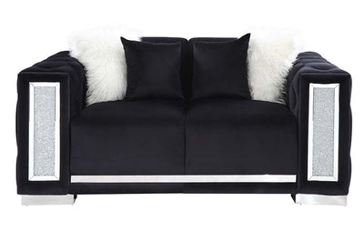 Trislar - Loveseat - Black Velvet - Grand Furniture GA