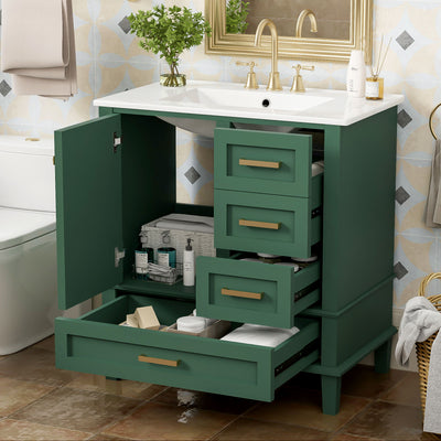 Bathroom Vanity, Modern Bathroom Cabinet With Sink Combo Set, Bathroom Storage Cabinet With A Soft Closing Door And 3 Drawers, Solid Wood Frame