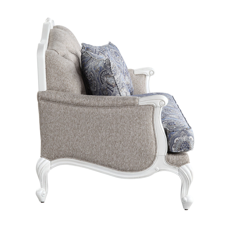 Ciddrenar - Loveseat - Fabric & White Finish - Grand Furniture GA