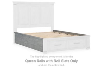 Russelyn - Gray - Queen Rails with Roll Slats